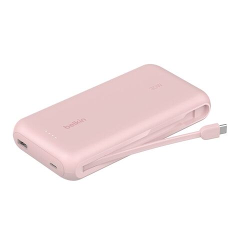 Внешний аккумулятор Belkin BoostСharge Power Bank 20000mAh USB-A&USB-C 30W со встроенным кабелем USB-C, розовый