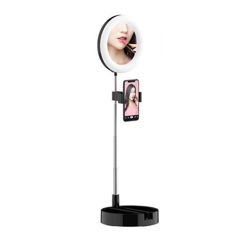 Косметическое зеркало с кольцевой лампой подсветкой Live makeup multipurpose desk lamp G3 (Черное)