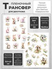 Декупажный пленочный трансфер переводной рисунок 2шт.