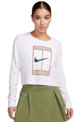 Женская теннисная футболкаNike Dri-Fit Slam Long Sleeve T-Shirt - white/deep jungle