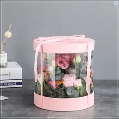 Шляпная упаковка РОЗОВАЯ д. 12 см высота 12 см.