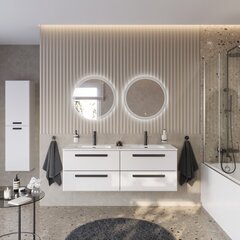 Cezares ECO-CER-N-1200-4C-SO-2-BL ECO-CER-N База под раковину подвесная с четырьмя выкатными ящиками для раковины с двумя чашами, Bianco Lucido, 1200x457x500, ECO-CER-N-1200-4C-SO-2-BL фото