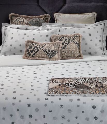 Постельное белье 2 спальное евро макси Roberto Cavalli Jewel Monogram 002 Black