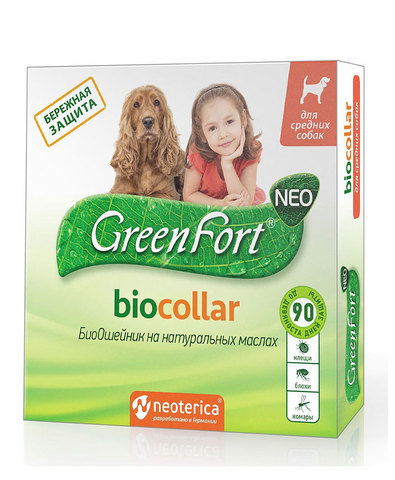 Green Fort neo БиоОшейник от блох и клещей для средних собак 65см (1х30)