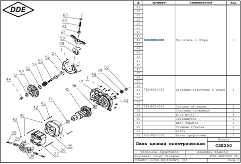 Двигатель эл. переменного тока DDE CSE250 в сборе  (792-803-045)