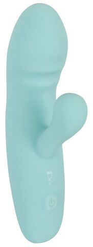 Бирюзовый мини-вибратор с клиторальным отростком Rabbit Vibrator - 15,5 см.