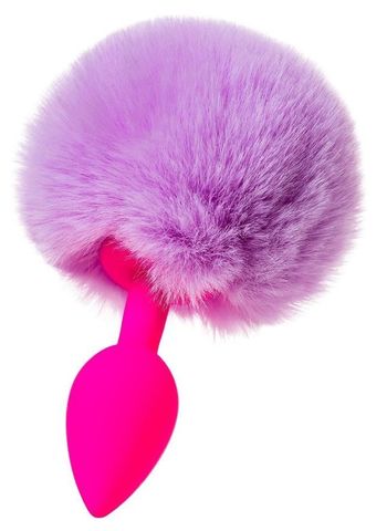 Розовая анальная втулка Sweet bunny с сиреневым пушистым хвостиком - ToyFa ToDo 357016