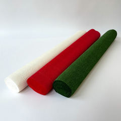 Гофрированная бумага, набор 3 рулона: красный, зелёный, белый.