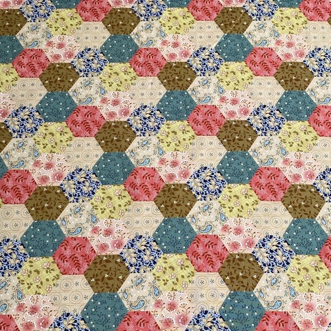 ПРЕДЗАКАЗ, ГЕКСАГОНЫ БОТАНИКА ЗЕЛЕНО-БИРЮЗОВЫЕ, 100% хлопок