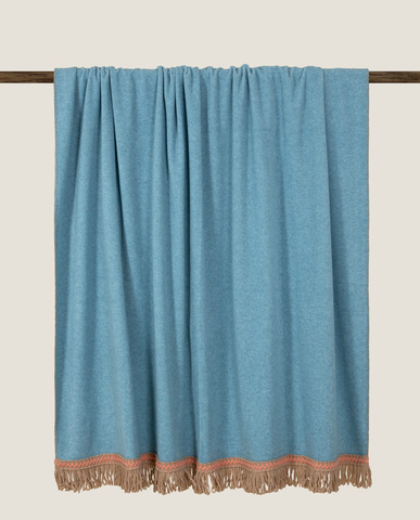 Плед 160х200 Frati Home Soft Bamboo Pavone бирюзовый с тесьмой Rousseau