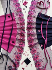 Вышивка на сетке фиолетовая/неон 24 см (правая)