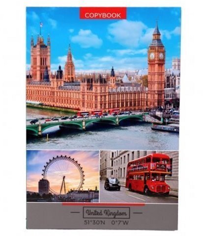 Тетрадь 120л., А4 клетка, кольца, ламинированный картон, ассорти