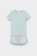 пижама  для девочки  К 1596/голубой опал,радостные цветы