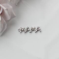 Коннектор (подвеска) МАМА с фианитами, 23*6 мм, родий, П500