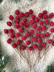 Ягоды сахарные декоративные, темно-красные, на проволоке, набор 50 шт.