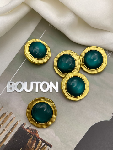 Пуговицы Скиапар. матовое золото с бирюзовым (сине-зеленым) лунным камнем