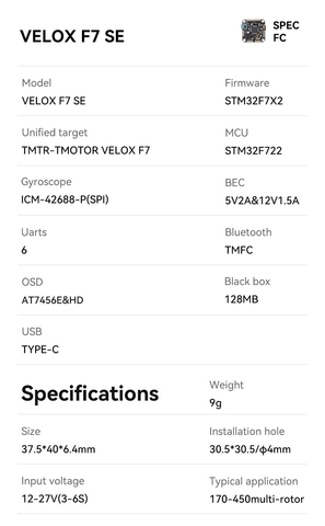 Полётный контроллер T-Motor Velox F7 (F722) SE 30x30 FPV