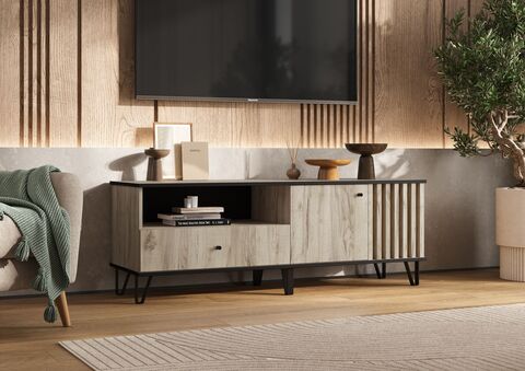 Тумба ТВ Роджинамиф (1500) (Дуб Крафт серый, Дуб Крафт серый)