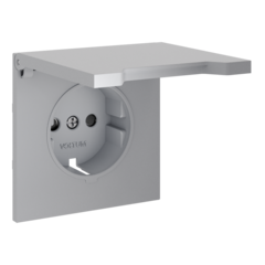 Накладка для розетки с заземлением, защитными шторками и крышкой, S70 (серый)