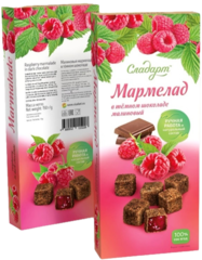 Мармелад 150 г малиновый в темном шоколаде Ягоды СЛАДАРТ.