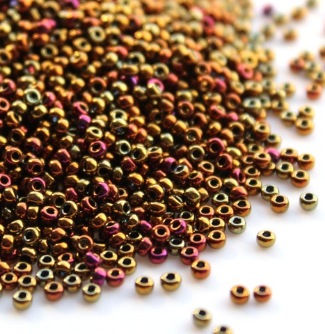 RR-0462 Бисер круглый Миюки 11/0 Золотой радужный /Miyuki round 11/0 Metallic Gold Iris