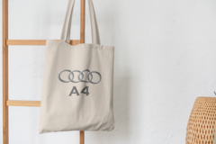 Сумка-шоппер с принтом Aуди А4 (Audi A4) бежевая 001