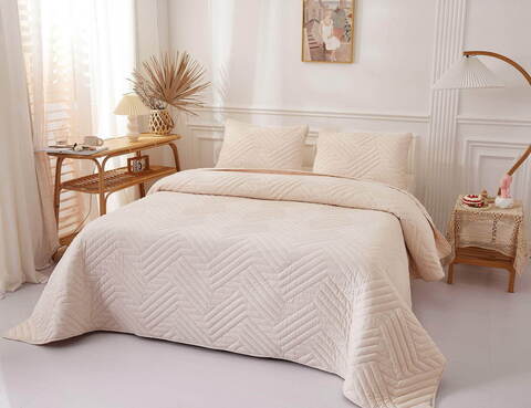 Покрывало 230х250 и 2 наволочки 50х70 Sofi De MarkO Мориц кремовое