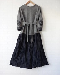 Ярина. Платье макси комбинированное с вышивкой под пояс  PL-421130