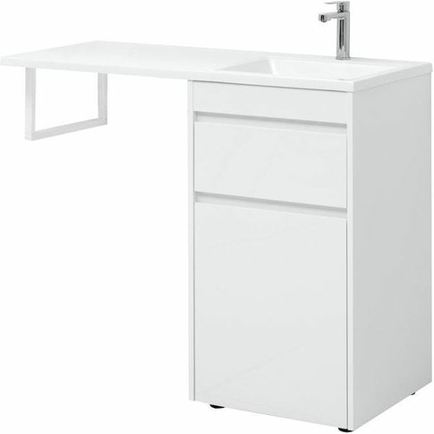 Aquanet 239299 Тумба c раковиной Токио 110 R напольная 1 ящик, б/к цвет белый глянец (239299)