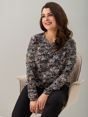 Лонгслив ЛНкл-081/черный-бежабстракция