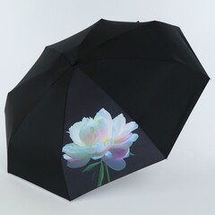 Карманный черный мини зонт NEX с лотосом
