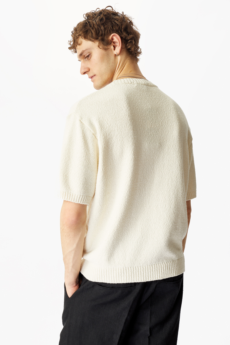 Молочный пуловер с коротким рукавом SIMOII