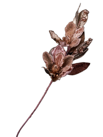 Веточка с цветком 20х46см ChristmasDeLuxe платина