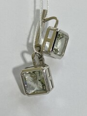 Квадрат празиолит (серьги из серебра)