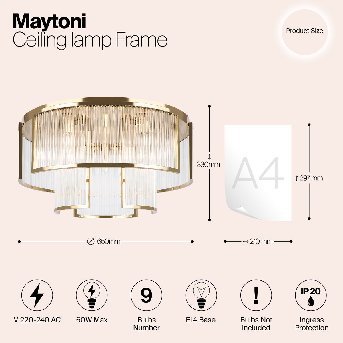 Потолочная люстра Maytoni Frame MOD174CL-09G
