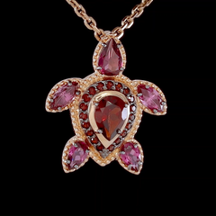 Подвеска «Черепашка» из золота 585 пробы с гранатами