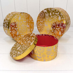 
          Коробка 25.5 х 11.5 см Набор 3 шт "Новогодняя" (Золотой)