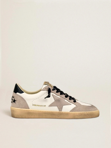 Men's Ball Star nappa leather boots in white and gray with black accent laces