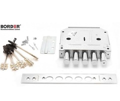 Входная металлическая дверь РЕКС 26 3К Тиковое дерево зеркальная вставка Панорама Белый софт