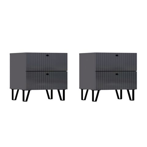 С/Г Оливия Тумбы 2 ящика (Графит глянец, Графит)