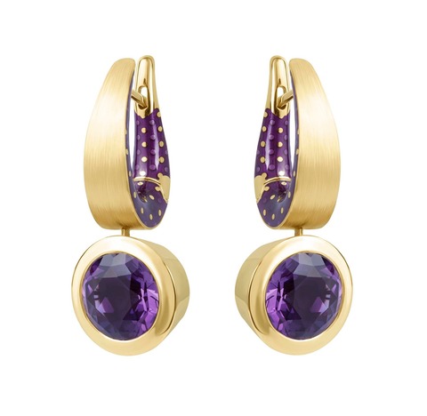 Серьги c Аметистом, Эмаль, E0178-23/7