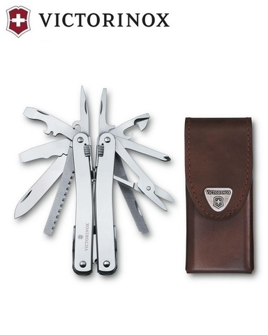 Мультитул Victorinox SwissTool Spirit X, 105 mm, 24 функций, кожаный чехол (3.0224.L)