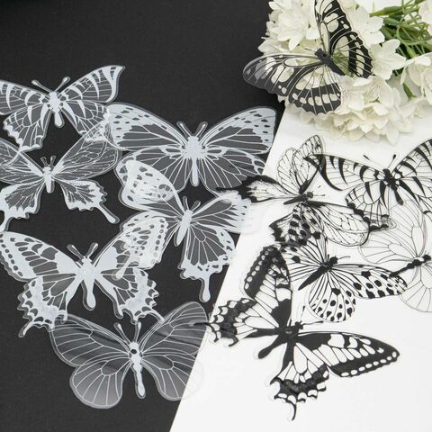 Бабочки декоративные, ПВХ, Черно-белые, 10-14 см, 30 шт.