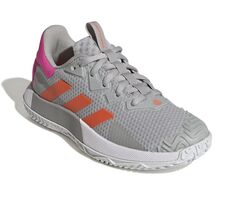 Женские теннисные кроссовки Adidas Sole Match Control W - grey two/solar orange/team shock pink