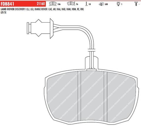 FDB841 Тормозные колодки дисковые OE 'PREMIER' IVECO DAILY II. LAND ROVER DISCOVERY I . RANGE ROVER