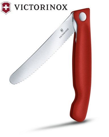 Нож кухонный складной Victorinox Classic, 110 mm, Wavy Edge, Red (6.7831.FB)