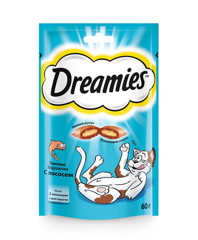 Dreamies лакомство для взрослых кошек с лососем 60 г