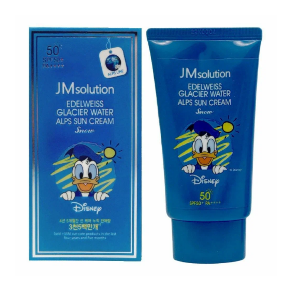 Охлаждающий солнцезащитный крем JMsolution Edelweiss Glacier Water Alps  Moist Suncream Snow x Disney Donald Duck SPF 50+ PA++++ (серия Дисней,  Дональд Дак) - купить по выгодной цене | Beauty Patches - патчи, маски,  сыворотки