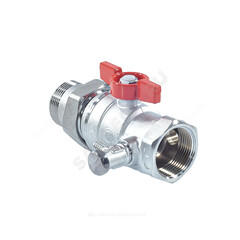 Кран шаровой латунь со спускником R259DS хром Ду 32 Ру35 ВР/"американка" G1 1/4" бабочка с отводом (полусгоном) Giacomini R259SX009