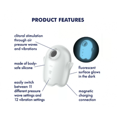 Мини-вибратор с воздушной стимуляцией Satisfyer Glowing Ghost серый (светится в темноте)